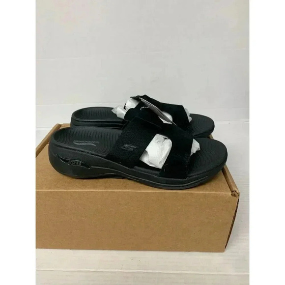 -859 Skechers Arch Fit, Black, Sandals-US 9 Womens - Picture 1 of 5